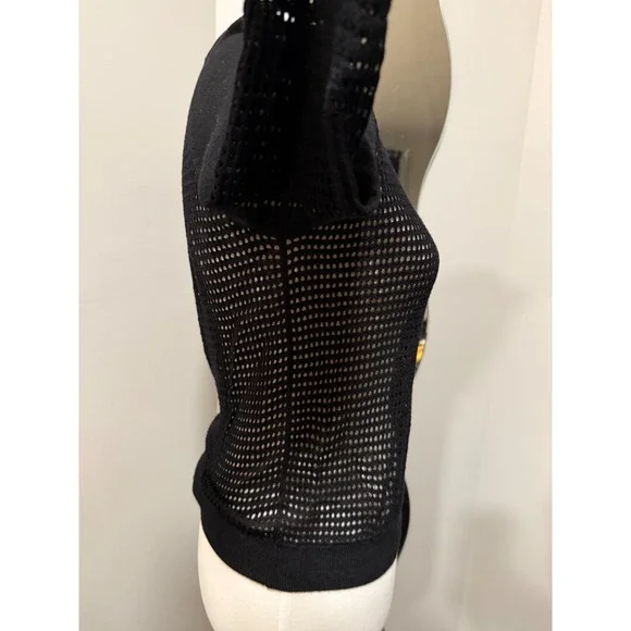 Banana Republic Black Mesh Knit Top Women's Size Small - Picture 2 of 9